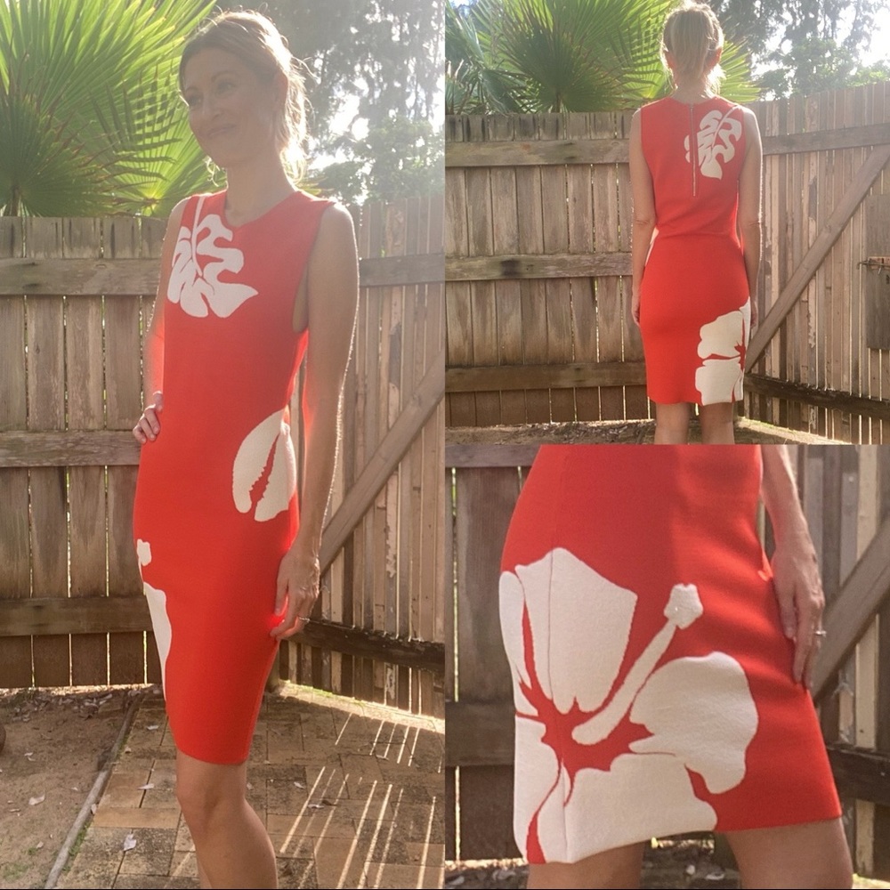 Staud stretchy body con dress.